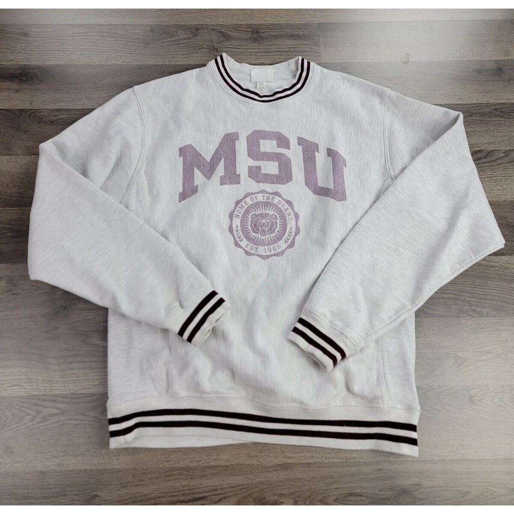 Missouri State University Sweatshirt Medium Gray Womens Reverse Weave Bears MSU